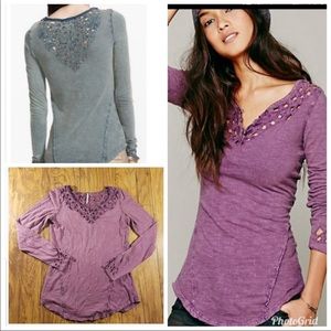 Free People Long Sleeve T-Shirt with Cut-outs